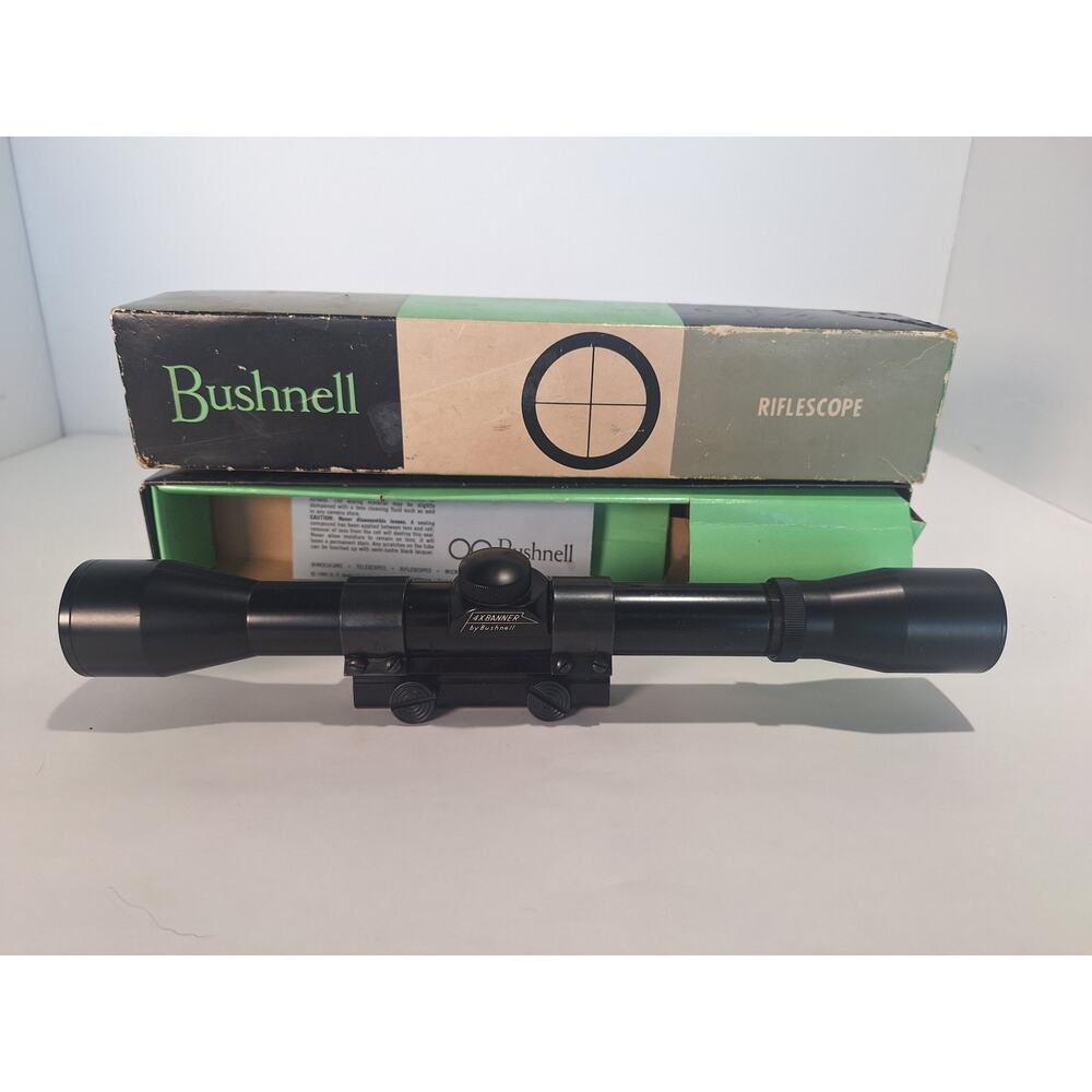 Bushnell Banner 4X Vintage Rifle Scope 71-1402 Box Papers Weaver Mount- '65-'68